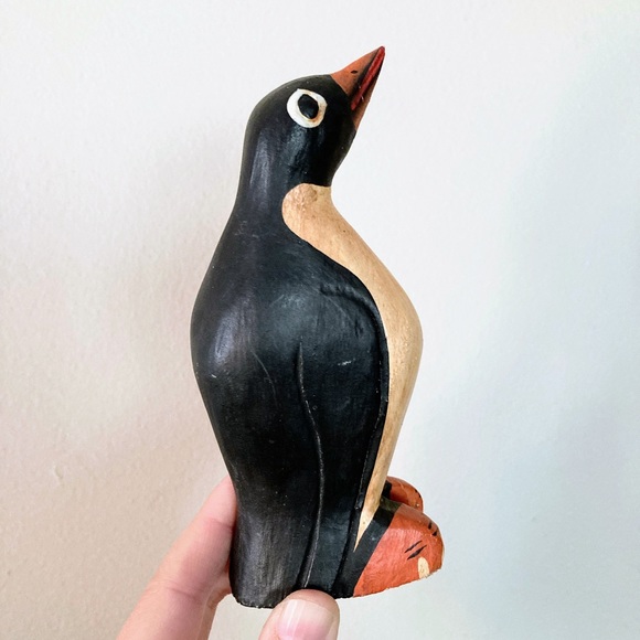 Vintage Handmade Folk Art Penguin Wooden Hand Carved Statue Figurine Sculpture - Picture 6 of 8
